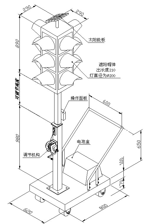 太陽能移動信號燈結(jié)構(gòu)圖解